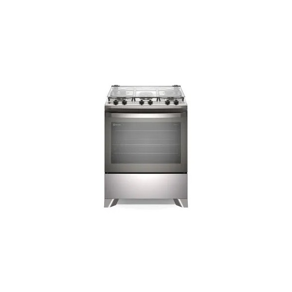 Fogão 5 bocas Electrolux Cinza Efficient com Mesa Inox, PerfectCook e VaporBake (FE5IC)